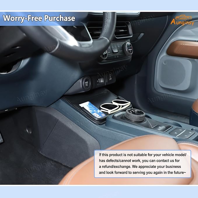 Aunginsy Center Console Shifter Storage Tray Cover Lid Compatible with Ford Maverick 2022 2023 2024 2025 2026, Car Gear Shift Organizer Tray Box Groove Insert Slot Cover PU Leather Accessories