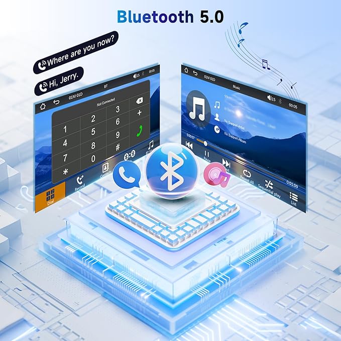 7'' Single Din Car Stereo with Wireless Carplay Android Auto, Single Din Touchscreen Car Radio with Handsfree Bluetooth 5.2 Mirror Link FM EQ SWC, Type-C, USB Port, Backup Camera
