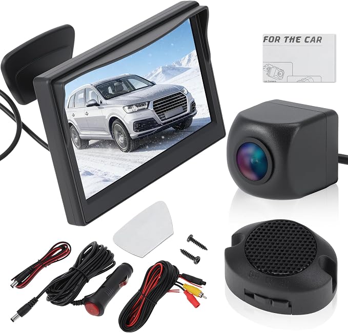 AHD 1080P Backup Camera with 5 Inch Monitor Rear View Reverse Camera with Bracket 170° Wide Angle Night Vision IP69 Waterproof for Car Truck SUV