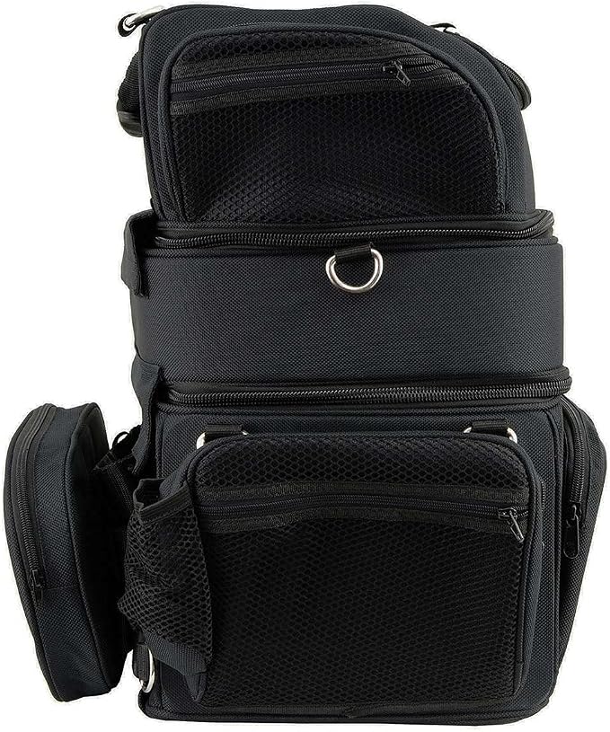 Milwaukee Leather MP8165 Large Black Textile Motorcycle Triple Barrel Sissy Bar Rack Bag with 5 Bonus Pockets - Large