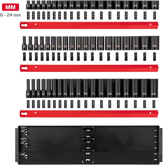 TEKTON 3/8 Inch Drive Impact Socket Set, 57-Piece | SID91123