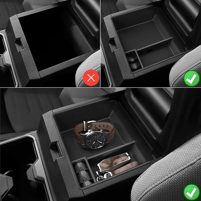 3Pcs Center Console Organizer Compatible with Toyota 4runner 6th Gen 2025 2026 Interior Accessories - Center Console Tray and Cup Holder Liner Insert & Armrest Hidden Compartment Storage Box