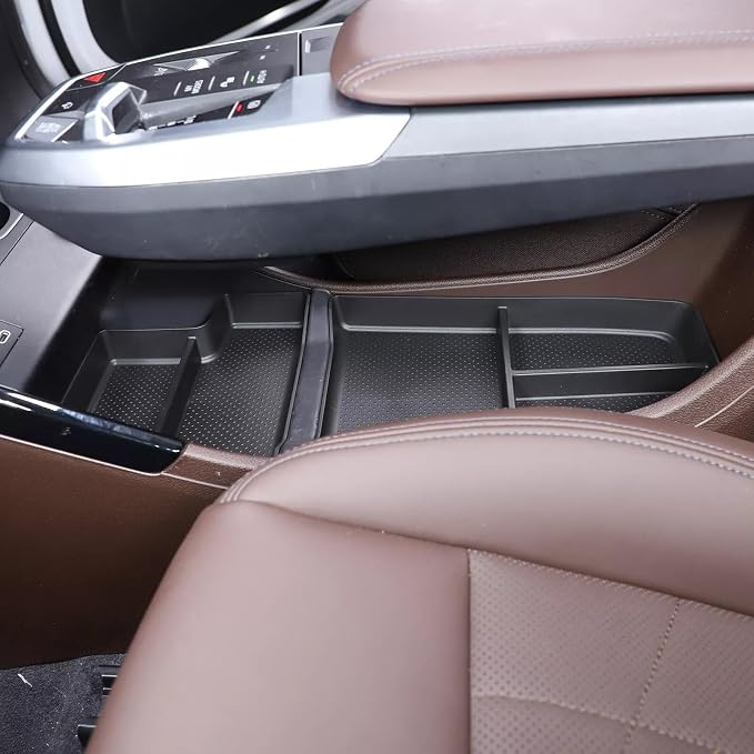 Compatible with BMW X1 U11 Auto Center Armrest Console Organizer Holder + Lower Console Organizer Tray Organizer Cover Trim Storage Box Container Box TPE for BMW X1 U11 2023-2025