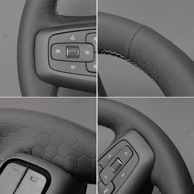 MEWANT DIY Stitching Car Steering Wheel Protector Wrap Cover for GMC Sierra 1500 2019-2023 / Sierra 1500 Limited 2022 / Sierra 2500 2020-2024 / Sierra 3500 2020-2024 / Yukon (XL) 2021-2023 Accessories