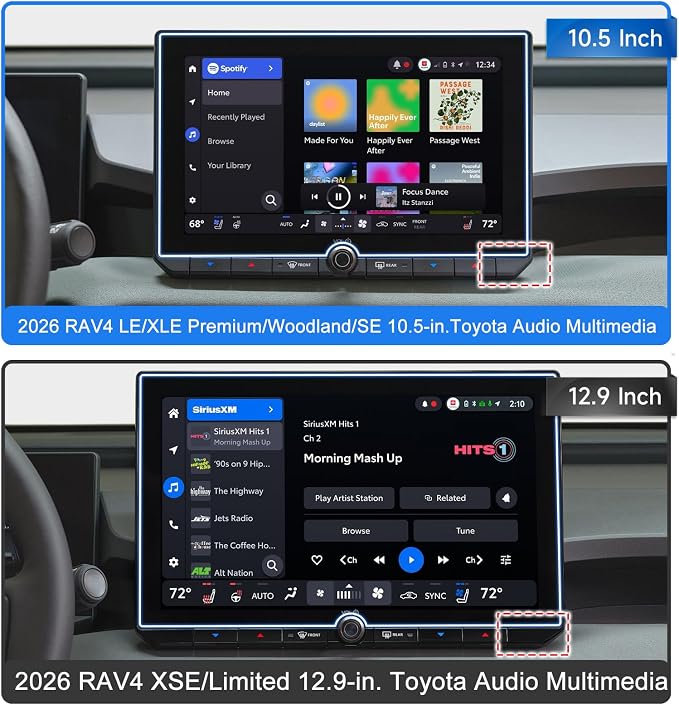 SXCY for 2026 Toyota RAV4 Dashboard Organizer Tray [Only for LE/XLE Premium/Woodland/SE 10.5-in] for 2026 Toyota RAV4 Accessories Screen Back Console Tray 2026 RAV4 Behind Dash Console Organizer