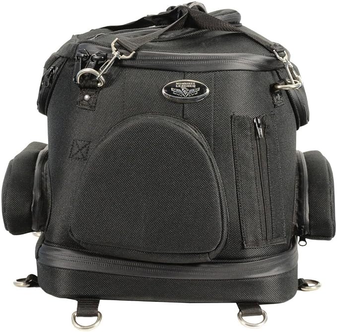 Milwaukee Leather MP8103 Large Black Heavy Duty Textile Motorcycle Pet Carrier Sissy Bar Bag - Large