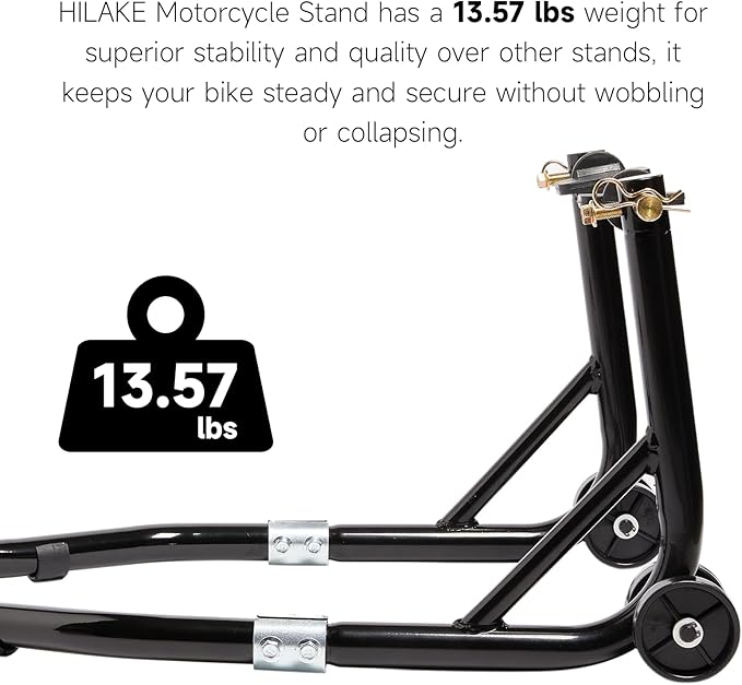 Motorcycle Stand Front Rear Wheel Lift Combo Swingarm Spool Peddock Stands for Yamaha Honda Kawasaki Suzuki U+L Black