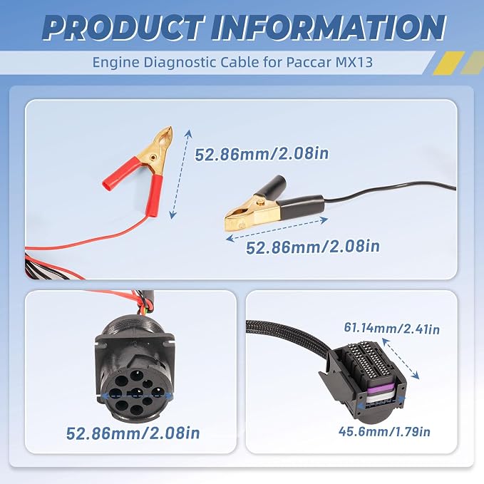 Engine Diagnostic Cable Adapter Fit for Paccar MX13 EPA17 ACM Engine in Heavy Duty Commercial Vehicles Diagnostic Tool Wiring Harness Paccar ACM Cable