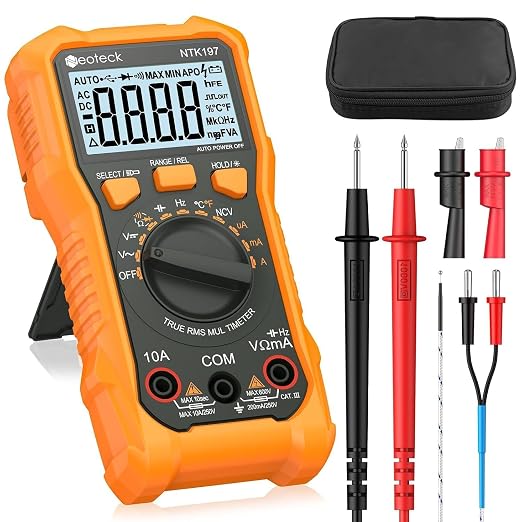 Neoteck 2000 Counts Digital Multimeter Voltmeter Tester with NCV, LCD for AC/DC Voltage&Current, Resistance, Capacitance, Live Wire, Frequency, Temperature, Duty Cycle, Continuity, Diode Measuring | NCV Multi Tester for resistance, capacitance, live wi...