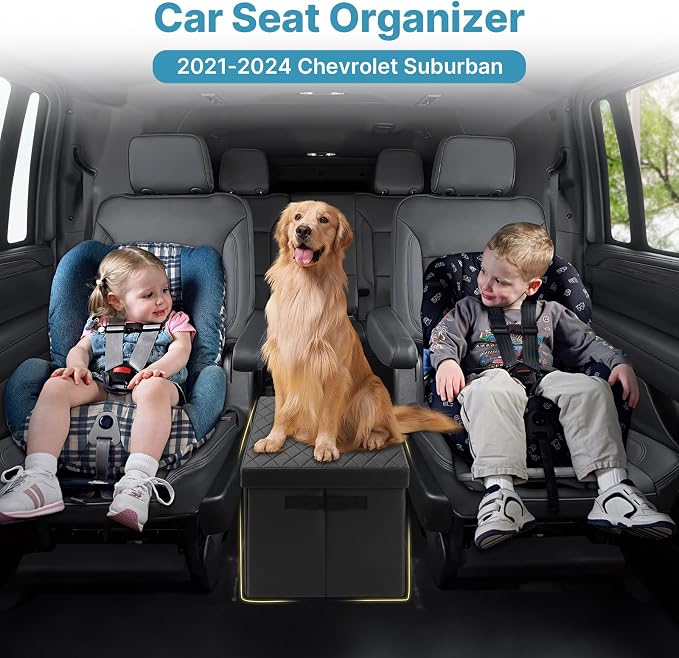 Mixsuper Liner Car Seat Organizer for Chevrolet Suburban 2021-2026, Console Organizer Backseat Box for Chevy Suburban, Dog Toy Box Storage Bin Kids Toys Baby Supplies Travel Accessories