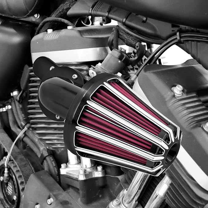 Air Cleaner Filter 90° Forward-Facing Intake Kit CNC Fit for Harley Touring Softail Dyna Sportster XL (Black Housing Red Element, A For Sportster XL 04-22)