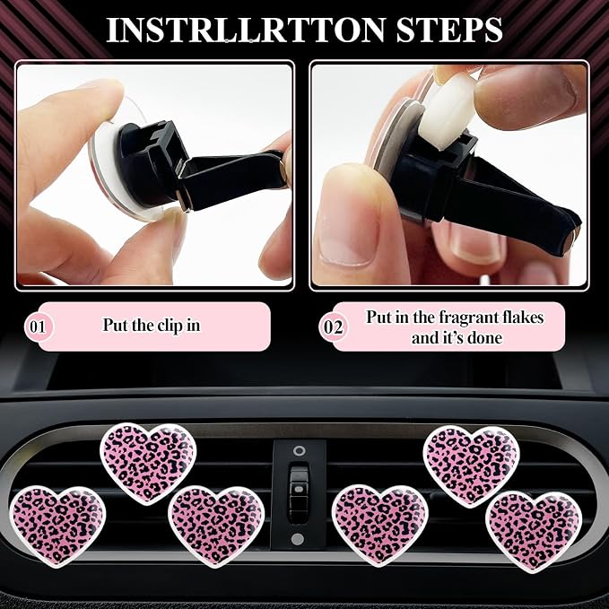 24 Pcs Leopard Print Car Accessories,Including License Plate Frame,Rearview Mirror Decoration,Etc,Suitable for Sedan,SUV and Other,Cute Car Interior Set for Women (Pink)