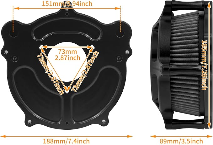 Motorcyle Air Cleaner CNC Air Filter Intake Fit for Harley Touring Road King Street Glide Electra Tri Trike Softail Dyna Sportster XL (C For Touring 08-16,Softail 16-17,Trike 08-16)