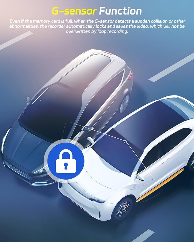 3 Channel Mirror Dash Cam 1080P Front and Rear Inside with 64GB Card 3.16'' IPS Screen Dash Camera Support G-Sensor Motion Detection Loop Recording Parking Assistance Exposure Compensation