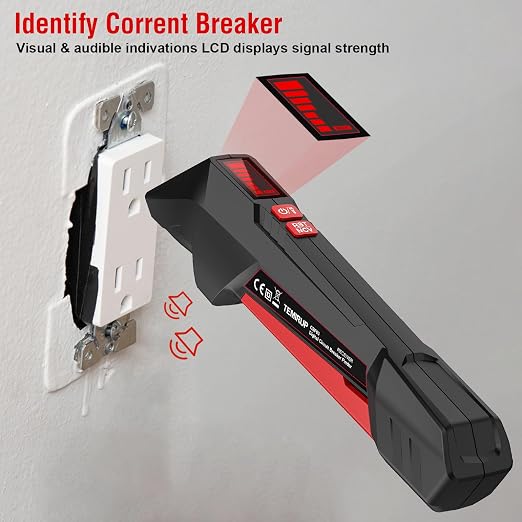 Circuit Breaker Finder Tool Kit with GFCI Outlet Tester, 90-135V Electrical Circuit Tracer Tool with Color LCD, NCV Test & Flashlight, Includes Light Socket Adapter, 3-2 Prong Grounding & Clip Adapter