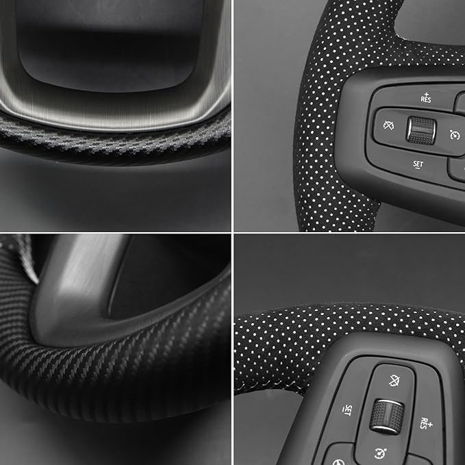 MEWANT Hand Stitch Car Steering Wheel Protector Wrap Cover for GMC Sierra 1500 2019-2023 / Sierra 1500 Limited 2022 / Sierra 2500 2020-2024 / Sierra 3500 2020-2024 / Yukon (XL) 2021-2023 Accessories