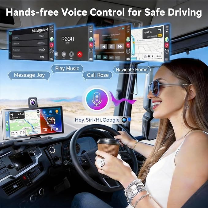 10.26 Inch Wireless Apple CarPlay & Android Auto Screen for Car with 4K Dash Cam,Ultra-Light Touchscreen, IP68 1080P Backup Camera, GPS Navigation, Voice Control, Mirror Link(No Card)