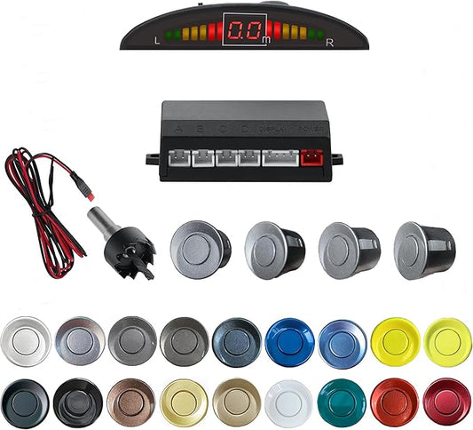 Parking Sensor Kit Backup Sensor Kit Reverse Sensor for Car 18 Color Options for Probes Adjustable Alarm Volume Professional Sensore de Reversa para Carro Safe Driving Assistant(LightGrey)
