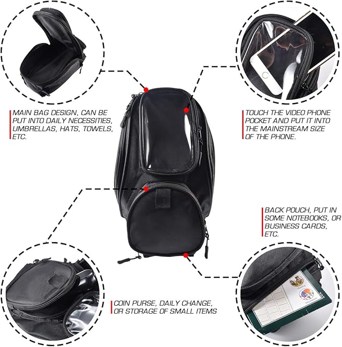 KATUR Motorcycle Gas Oil Fuel Tank Bag Universal Waterproof Oxford Fabric with Strong Magnetic Motorbike Bag Compatible with Harley Honda Yamaha Suzuki