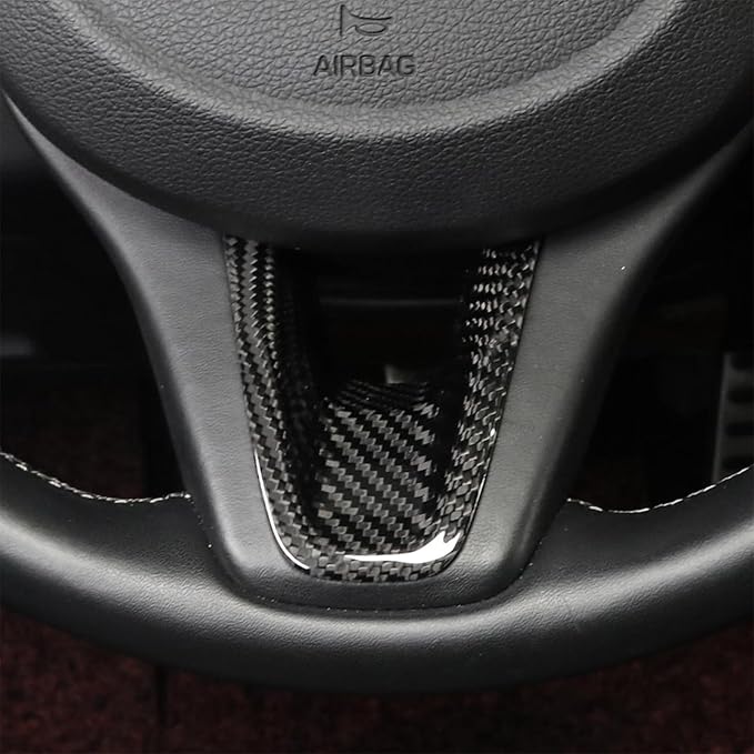 Compatible with Genesis G70 2019-2025 Accessories, Real Carbon Fiber Car Steering Wheel Lower Trim Cover - Lightweight, Scratch-Resistant, Quick DIY Fit, Luxury Interior Upgrade Accessory (Black)