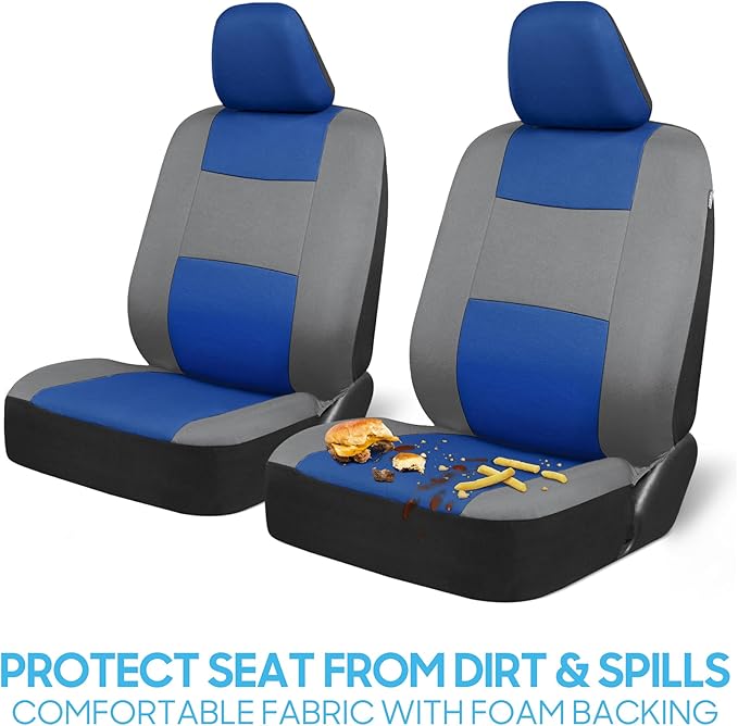 BDK PolyPro Car Seat Covers Full Set in Blue & Gray – Front and Rear Split Bench Seat Covers for Cars, Easy to Install Car Seat Cover Set, Car Accessories for Auto Trucks Van SUV