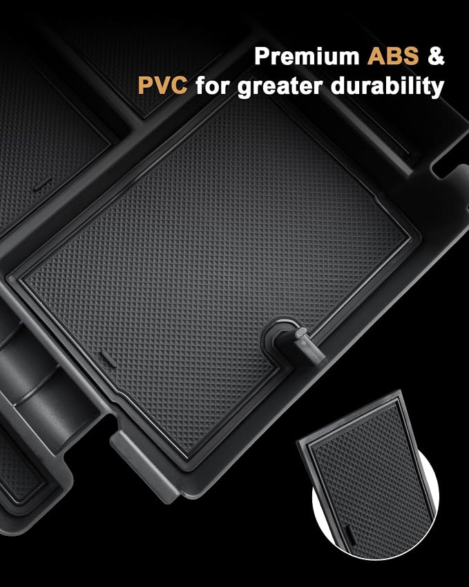 Center Console Organizer Set For 2025-2026 Chevy Tahoe/Suburban - Armrest Box Organizer Tray + Middle Console Storage Tray For 2025-2026 Tahoe/Suburban Accessories - Power Sliding Center Console Only