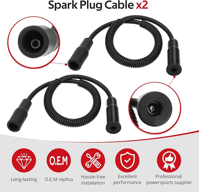 JAVIK 0.5 OHM Ignition Coil & Spark Plug Cable For Sportster 1200 Custom XL1200C/1200 Roadster XL1200R/Sportster XL883/883 Low XL883L/883 Custom XL883C 2004-2006 O.E.M# 31655-99 31996-04