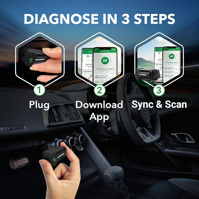 Automend Pro OBD2 Scanner - Automotive OBD2 Scanner Diagnostic Tool for iOS and Android | Bluetooth Car Code Reader for Most Vehicles | Easy to Understand Auto OBD Scanner and Check Engine Code Reader