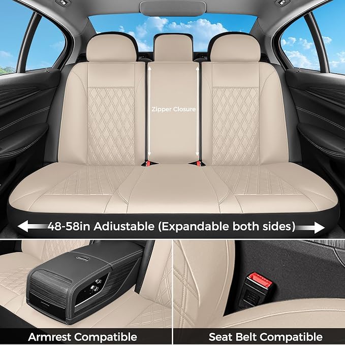 FLORICH Car Seat Covers Full Set, Leather Seat Covers for Cars, Waterproof Car Seat Protector Breathable, Universal Automotive Seat Covers, Front and Rear Car Seat Cover Fit for Most SUV Pick-up Truck