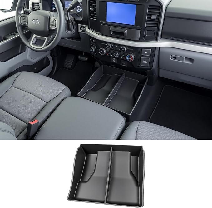 Center Console Floor Organizer for 2015-2026 Ford F150 & 2017-2026 F250 F350 F450 Super Duty Accessories, Beach Seat Front Storage Box Tray, Interior Accessories for f-150 (Jump Seat ONLY)