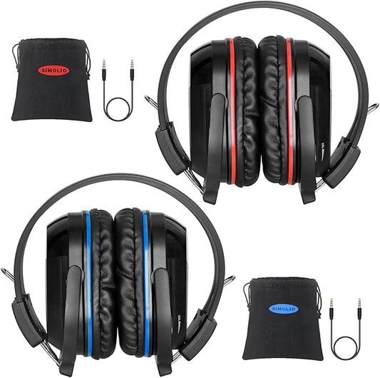 SIMOLIO 2 Pack IR Wireless Headphones for in Car TV Video Audio Listening, Not Bluetooth, 2 Channel Car DVD Headphones for Kids, Universal Infrared Headsets for Headrest Video System, AUX Cord