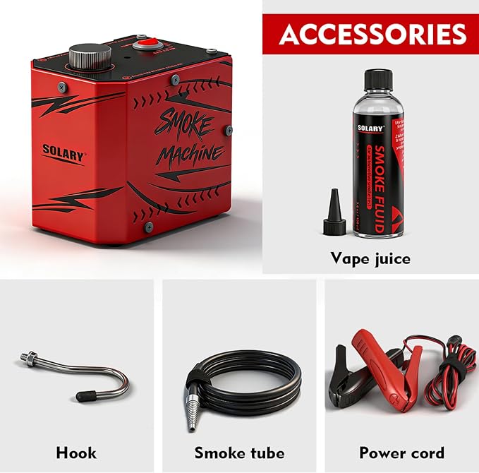 Solary Smoke Machine Leak Detector: 12v Precision Leak Testing Tool for Modified Car Systems – Ideal for Performance Optimization & Aftermarket Upgrades – Durable for DIY Car Enthusiasts