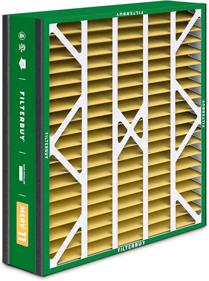 Filterbuy 20x25x5 Air Filter MERV 11 Superior Pet & Allergy Defense (1-Pack), Pleated HVAC AC Furnace Filters for Trion Air Bear, Generalaire, Skuttle, and More (Actual Size: 19.63 x 24.13 x 4.88)