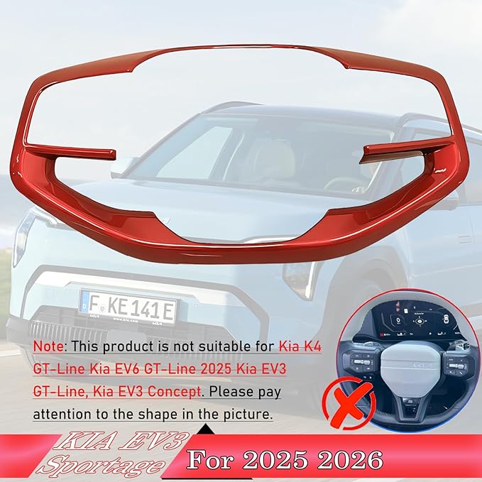 Steering wheel button frame,For Kia K4 2025,Kia EV6 2025,Kia Sportage 2026,Kia EV3 2025 2026 - ABS wine red Steering Wheel Frame Cover Steering Wheel Button Wrap Accessories（NOT FIT GT-Line Model）