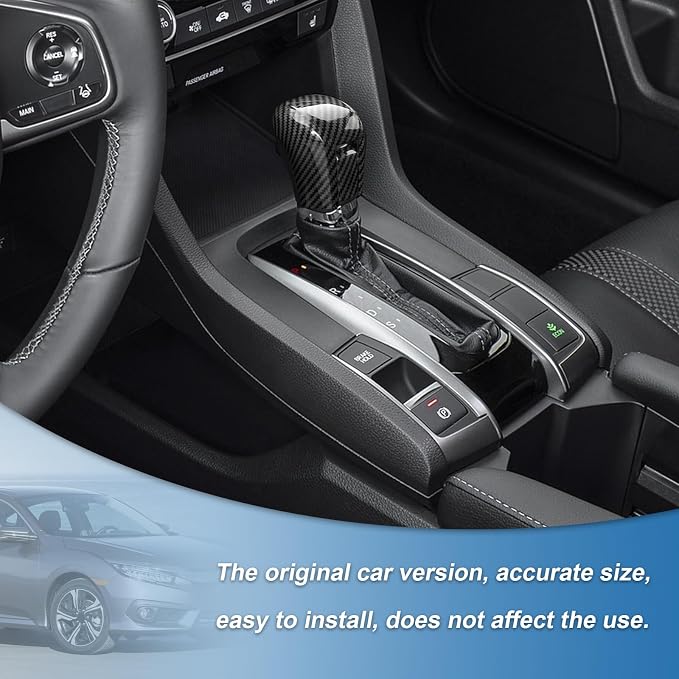 Carbon Fiber Gear Shift Knob Cover Compatible with Honda Civic 10th Gen 2016-2021