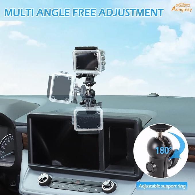 Car Center Console Dash Cam Mount Holder Compatible with Ford Maverick 2022 2023 2024, Auto Instrument Table Organizer Storage Tray Groove Panel Car Action Cameras Bracket for Video Record Accessories