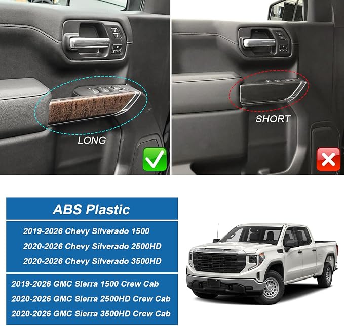 Carbon Fiber Window Lift Switch Panel Cover Compatible with 2019-2026 Chevy Silverado 1500/2500HD/3500HD, Window Control Panel Cover for 2020-2026 GMC Sierra 1500/2500HD/3500HD Crew Cab