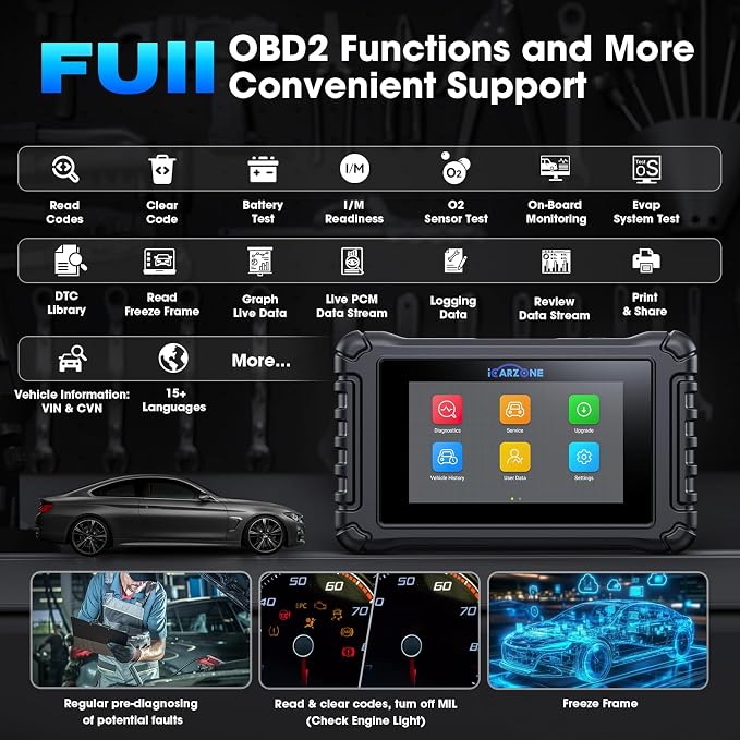 4 Systems OBD2 Scanner UR600 ABS SRS Engine Transmission Car Code Reader with 50 Services Bidirectional Test of 4 Systems Battery Test ECU Coding Diagnostic Scan Tools Lifetime Free Upgrade