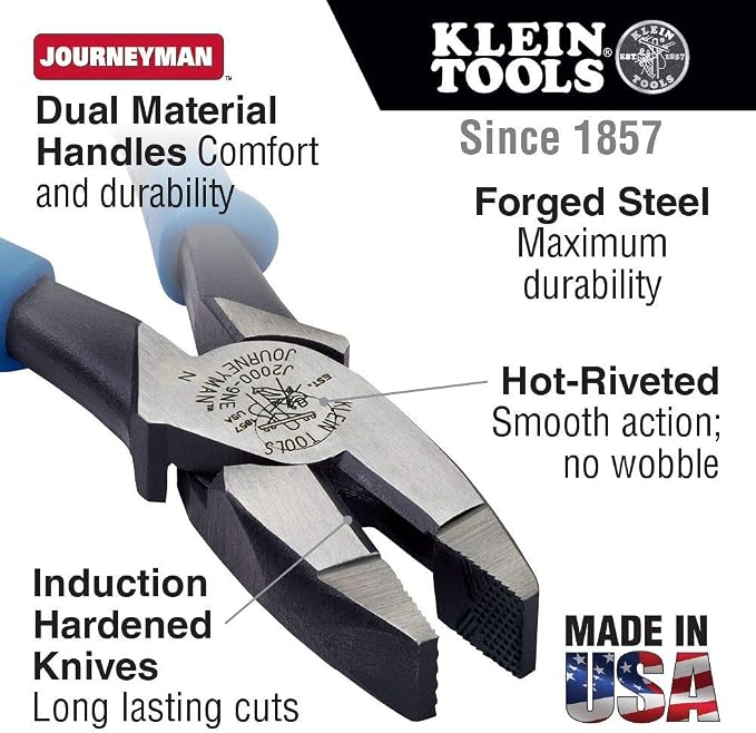 Klein Tools J213-9NE Side Cutter Linemans Pliers, 9-Inch & 70550 Hex Wrench Key Set, 11 SAE Sizes, Folding