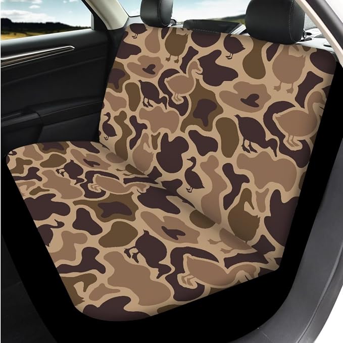 Bulopur Duck Hunting Camo Automotive Seat Covers Front and Back with Car Steering Wheel Cover Non-Slip Armrest Pad Seat Belt Covers Keychain Automotive Interior Accessories Set 14 Pack
