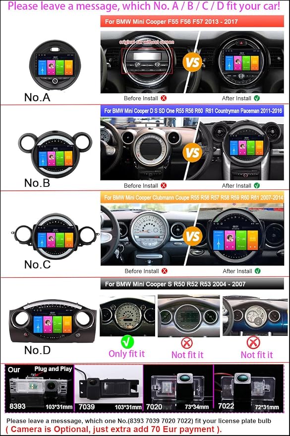 9''AHD Multimedia Car GPS Sat Nav Navigation Navigator Canbus Radio Stereo Player CarPlay Android Compatible with BMW Mini Cooper R50 R52 R53 R56 R57 R58 R59 F55 F56 F57/R55/Countryman R60/Paceman R61