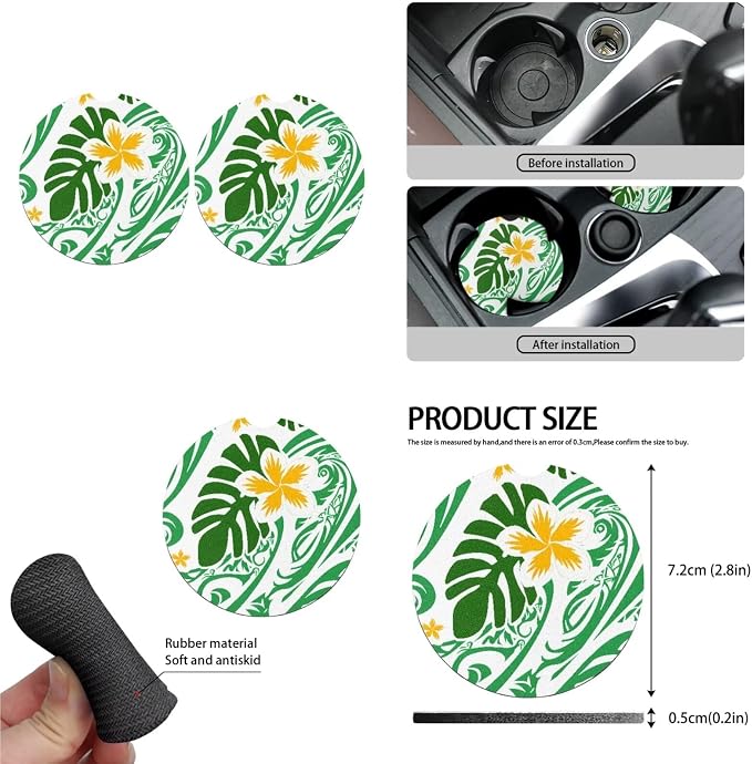 13 Set Tropical Plumeria Car Seat Cover, Hawaii Frangipane Flower Seat Belt Cover Cup Holder Keyring, Tribal Ethnic Spiral Steering Wheel Cover Universal for Most Cars