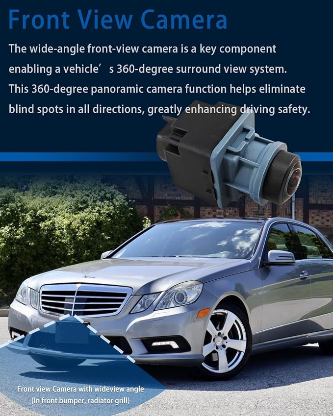 FANLIDE 360 Degree Surround View Camera, Park Assist Camera Compatible with Mercedes-Benz E Class GLE GLS GL M S Class, Front View Camera Replaces A0009053902 A1668200397