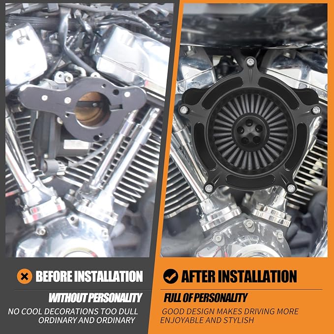 Air Cleaner Filter Aluminum Fit for Harley Touring Road King Street Glide Softail (Black Housing Grey Element, D For M8 Touring 17-23 Trike 17-25 Softail 18-24)
