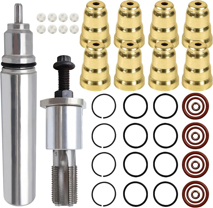 SMMS Injector Sleeve Cup Installation Removal Tool Kit for Ford Powerstroke 7.3L F250 F250 F350 F450 F550 E550 1994-2003 7.3L Removal Install Kit 2 With Oring Kits Without Brushes