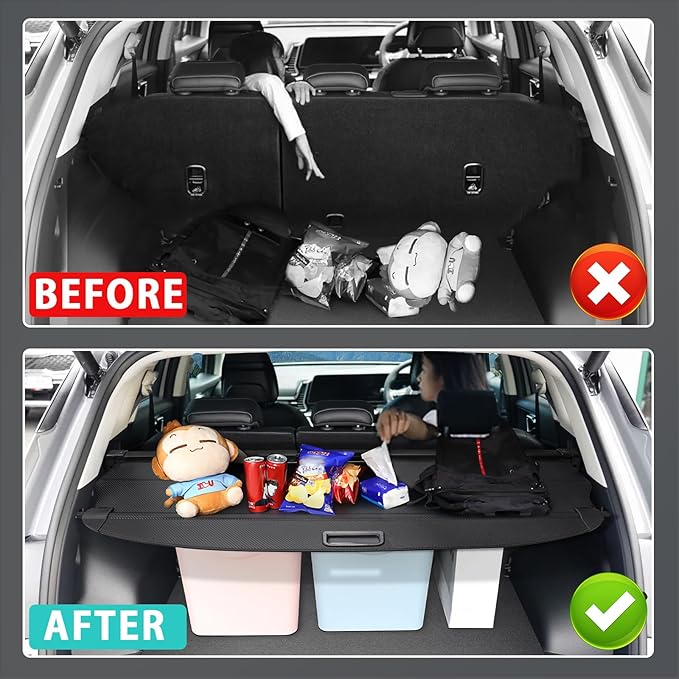 Cargo Cover for Nissan Murano 2025 2026 Accessories Retractable Trunk Cover Security Shielding Shade Cargo Luggage Cover Trunk Privacy Protection (No Gap Carbon Fiber Texture)