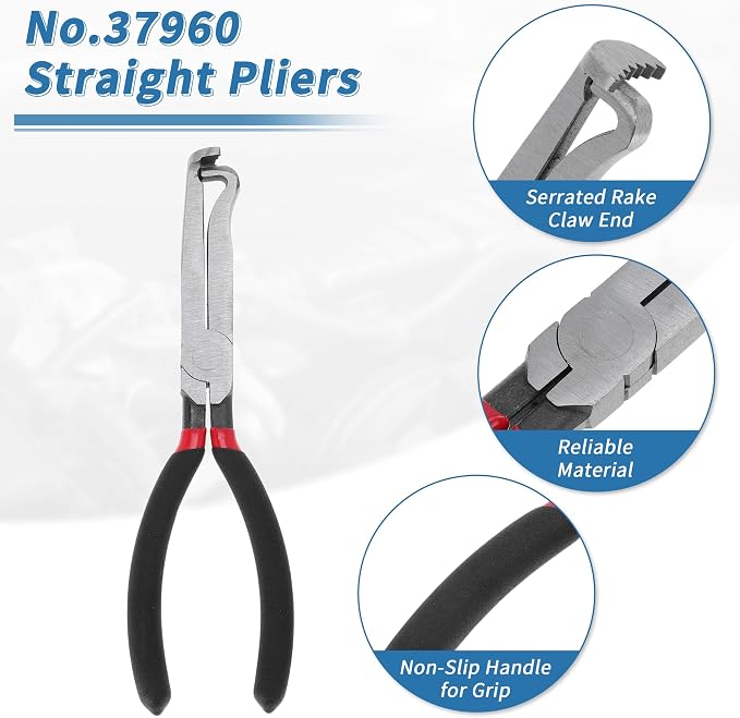 No.37960/37980/13120 8" 60 Degree Electrical Disconnect Pliers for Automotive Sensor Connector Angled Wire Plug Removal Tool Locking Push Tab Pliers Electrical Connector Separator