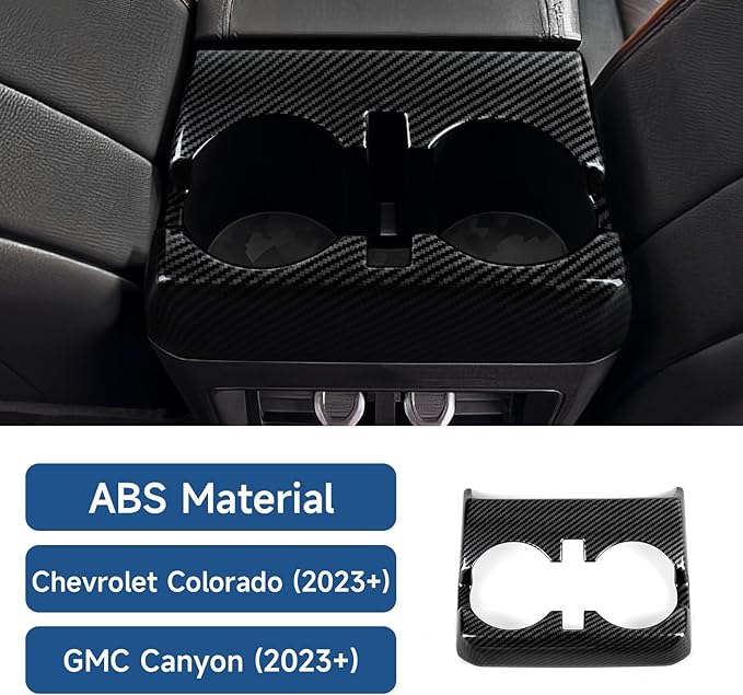 Car Carbon Fiber Sticker Armrest Box Rear Cup Holder Cover Trim Decal for Chevrolet Colorado/GMC Canyon 2023 2024 2025 ABS Interior Accessories