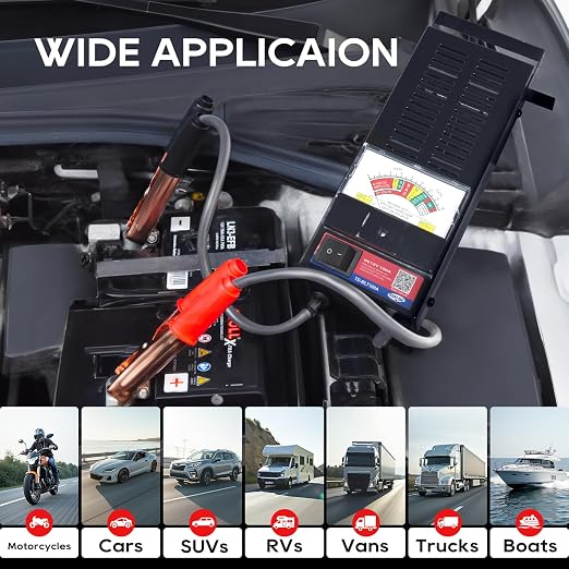 TOPDC Car Battery Tester, 6V/12V, Battery Load Tester 100-1000 CCA, Automotive Battery Tester 100 AMP, for Cars, RVs, Motorcycles, ATVs, Boats