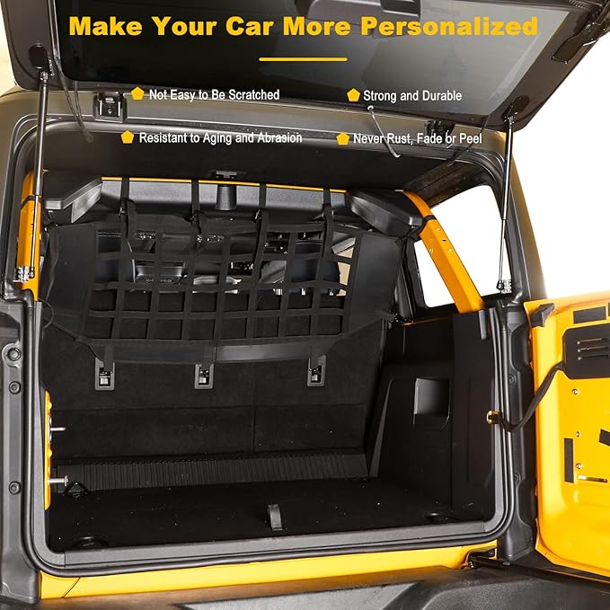 for Bronco Trunk Net Mesh Dog Barrier Cargo Net for Ford Bronco 2021 2022 2023 Black Storage Accessories